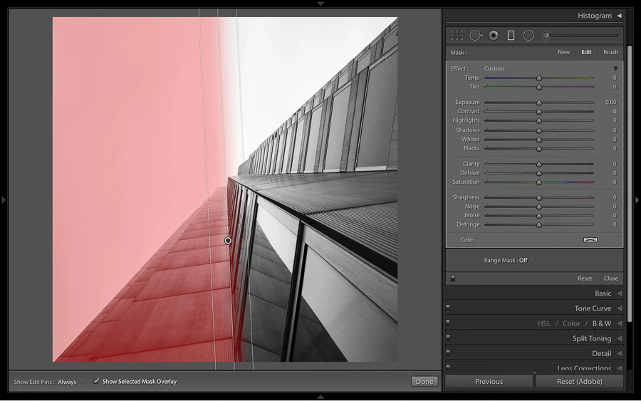 black and white images in lightroom