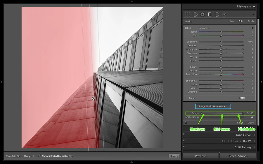 black and white images in lightroom