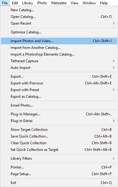 Import in Lightroom