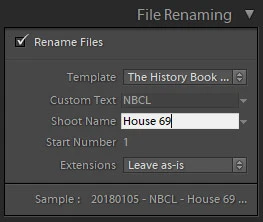 file renaming in lightroom