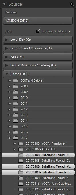 source panel in lightroom import