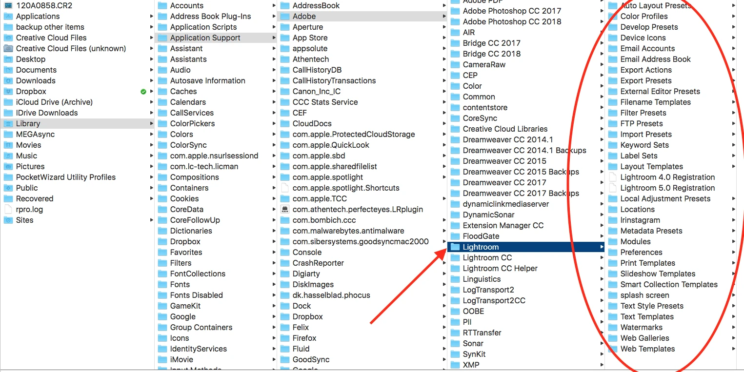 Lightroom presets location