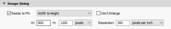 image size during Export in Lightroom