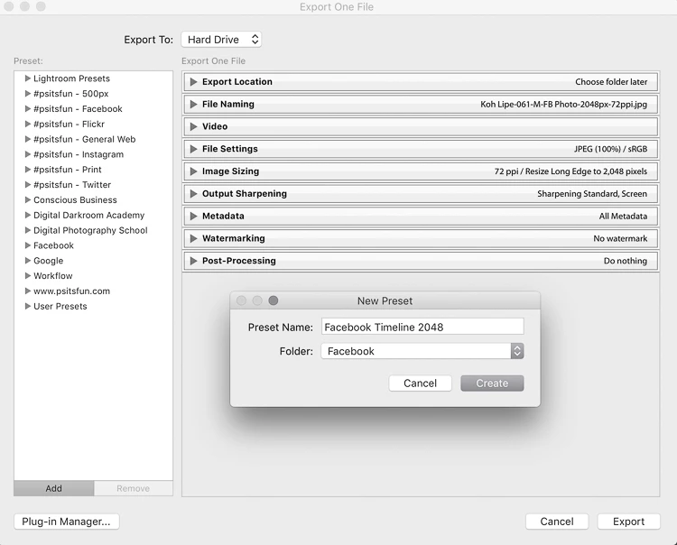 optimize images for facebook in lightroom