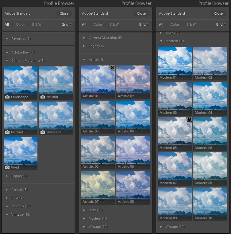 Lightroom Classic 7.3 - Profile Browser