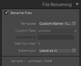 filename templates in Lightroom
