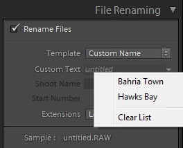 filename templates in Lightroom
