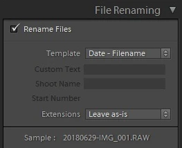 filename templates in Lightroom