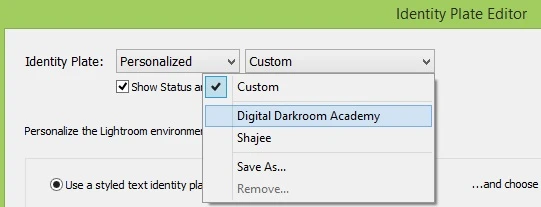 Identity Plate in Lightroom