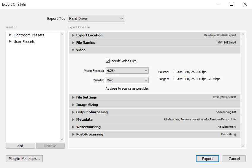export video