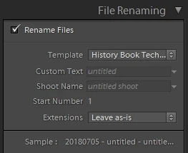 filename templates in Lightroom