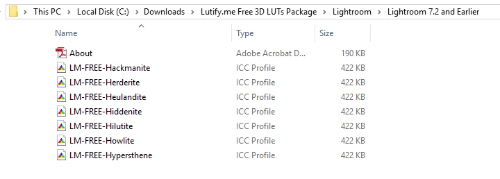 Install LUTs in Lightroom
